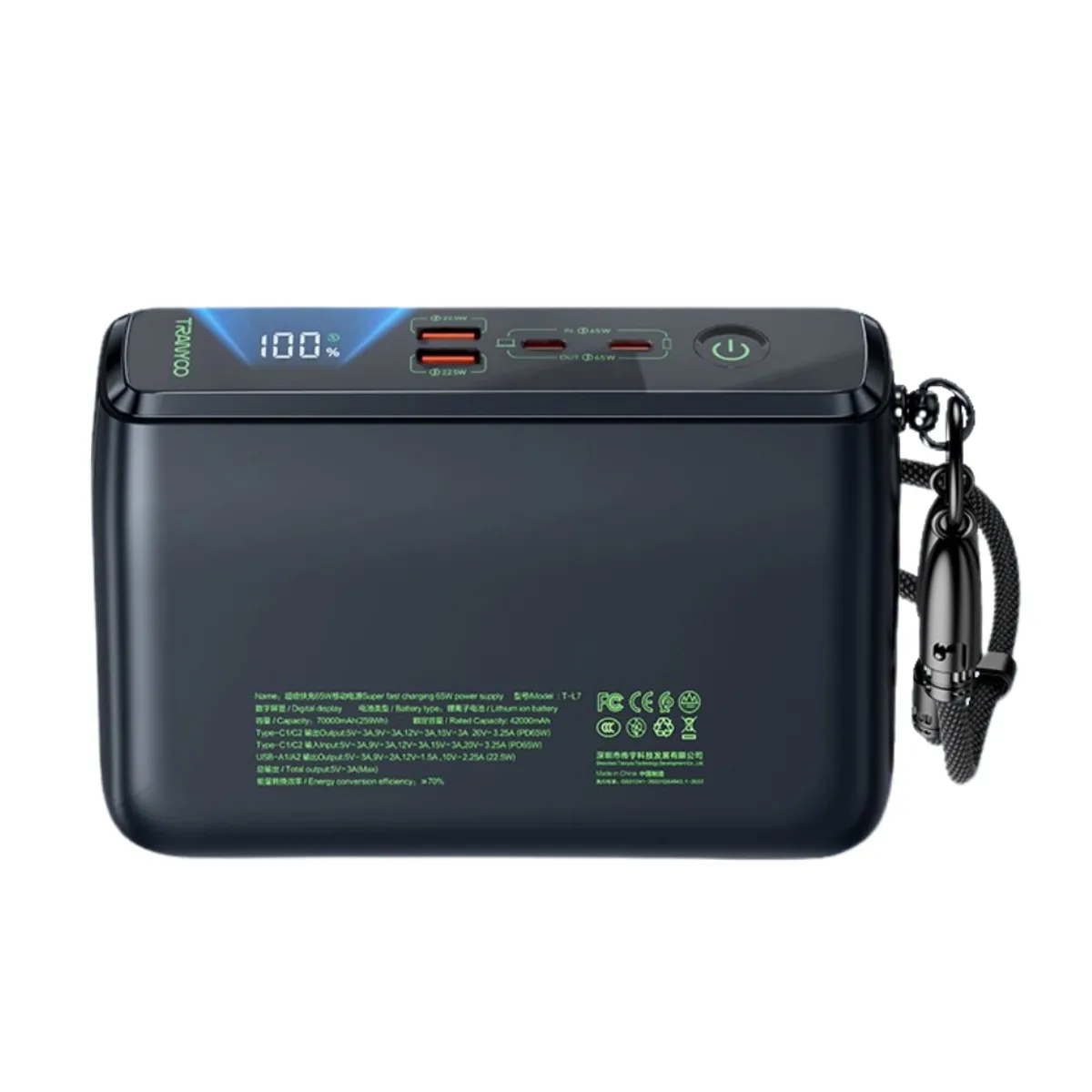 TRANYOO - Power Bank 70000 Mah Carga Rapida 65w Para Laptop Celular Estacion de Carga Starlink