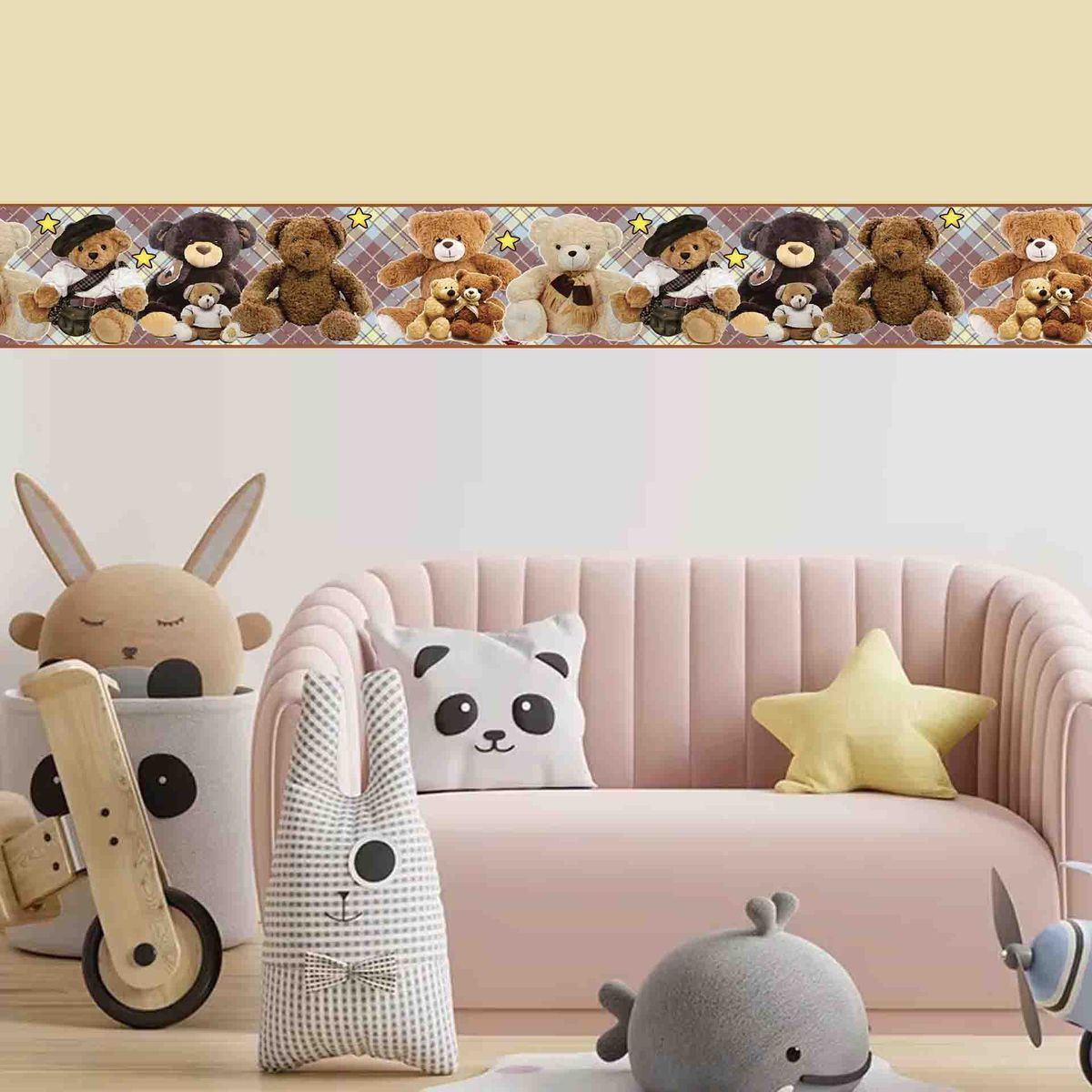 GENERICO - Cenefa Infantil Autoadhesiva Decorativa – Osos de Peluche – 5.92 mts