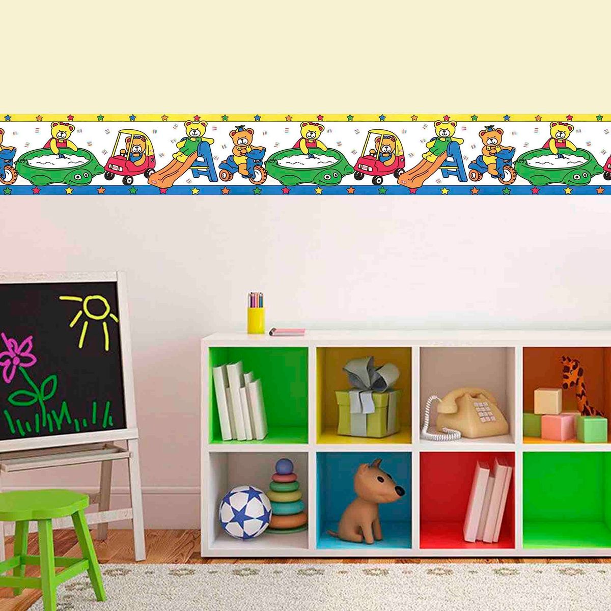 GENERICO - Cenefa Infantil Autoadhesiva Decorativa – Osos en parque – 5.92 mts