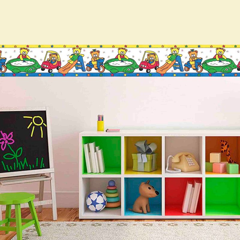 GENERICO - 5.9 mts de Cenefa Infantil autoadhesivo decorativo Osos amarillo