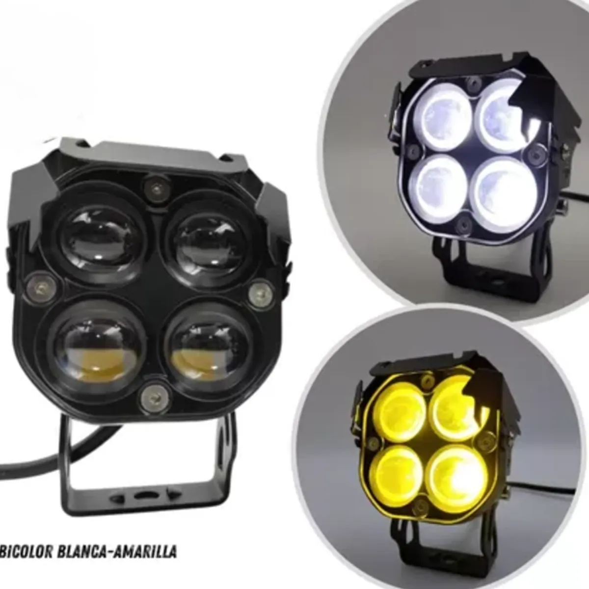 GENERICO - Faro Exploradora FOCO LUPA Led 4x4 Neblinero Bicolor PAR