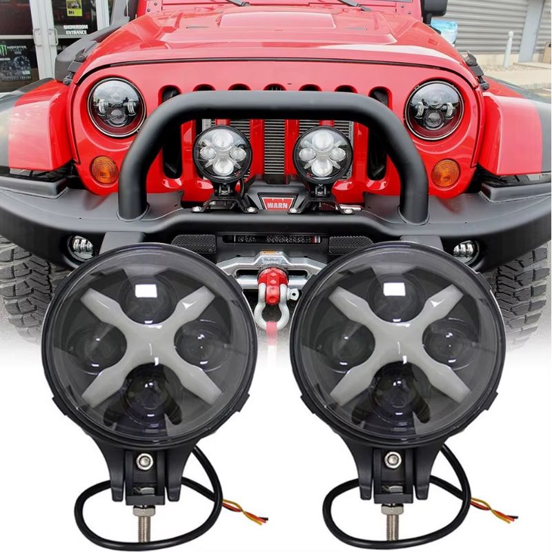 GENERICO - Faro Neblinero FOCO X 4x4 led  con amarillo X DRL PAR