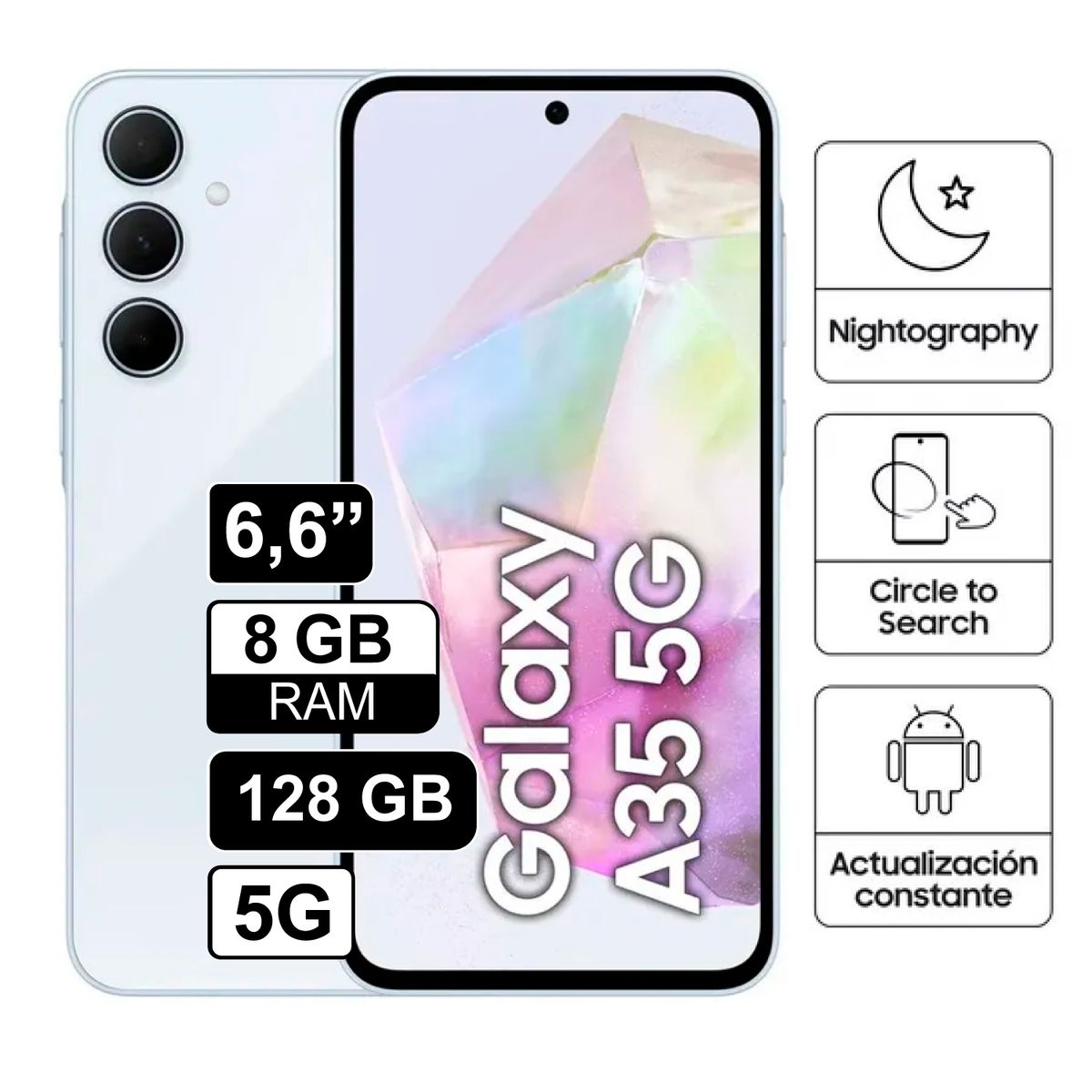 SAMSUNG - Celular Libre Samsung Galaxy A35 66 Pulg 128GB 8GB RAM Celeste