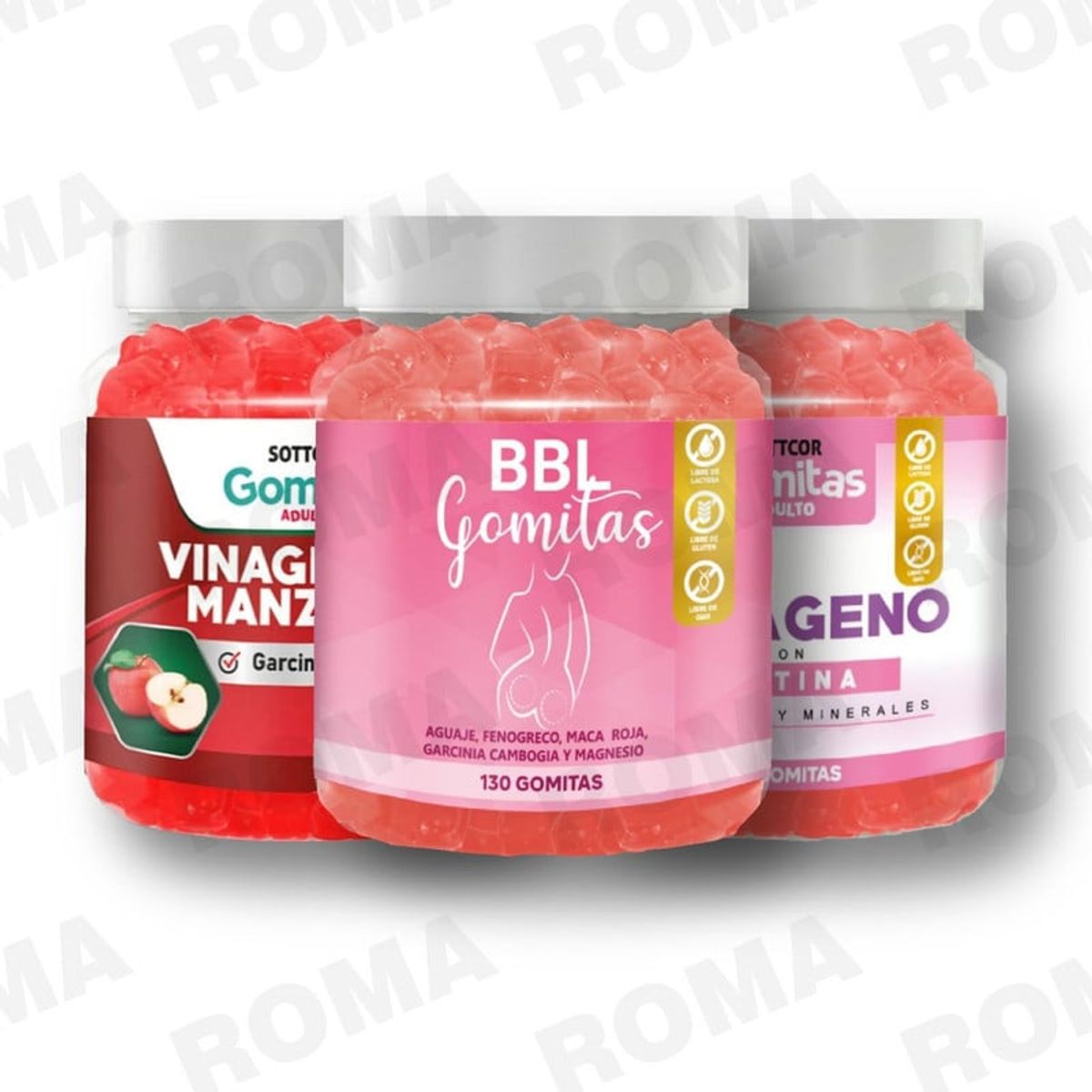 GENERICO - PACK GOMITAS BBL AGUAJE VINAGRE DE MANZANA Y COLAGENO SOTTCOR LABS