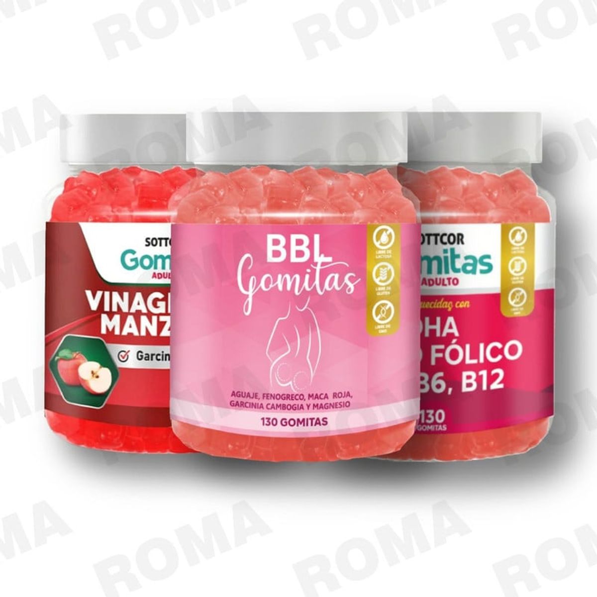 GENERICO - PACK GOMITAS BBL AGUAJE VINAGRE DE MANZANA Y GOMITAS DHA SOTTCOR LABS