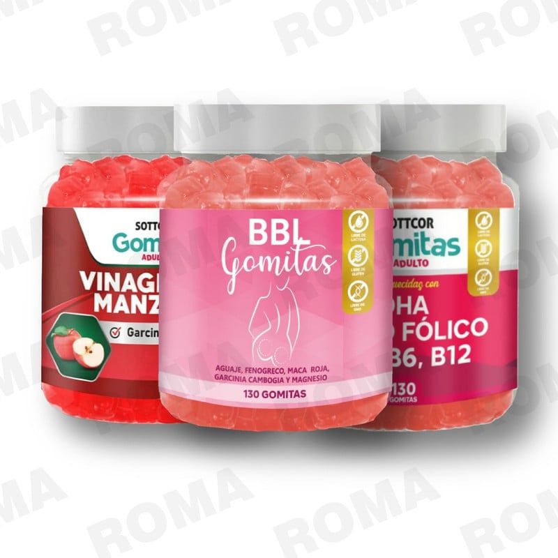 GENERICO - PACK GOMITAS BBL AGUAJE VINAGRE DE MANZANA Y GOMITAS DHA SOTTCOR LABS