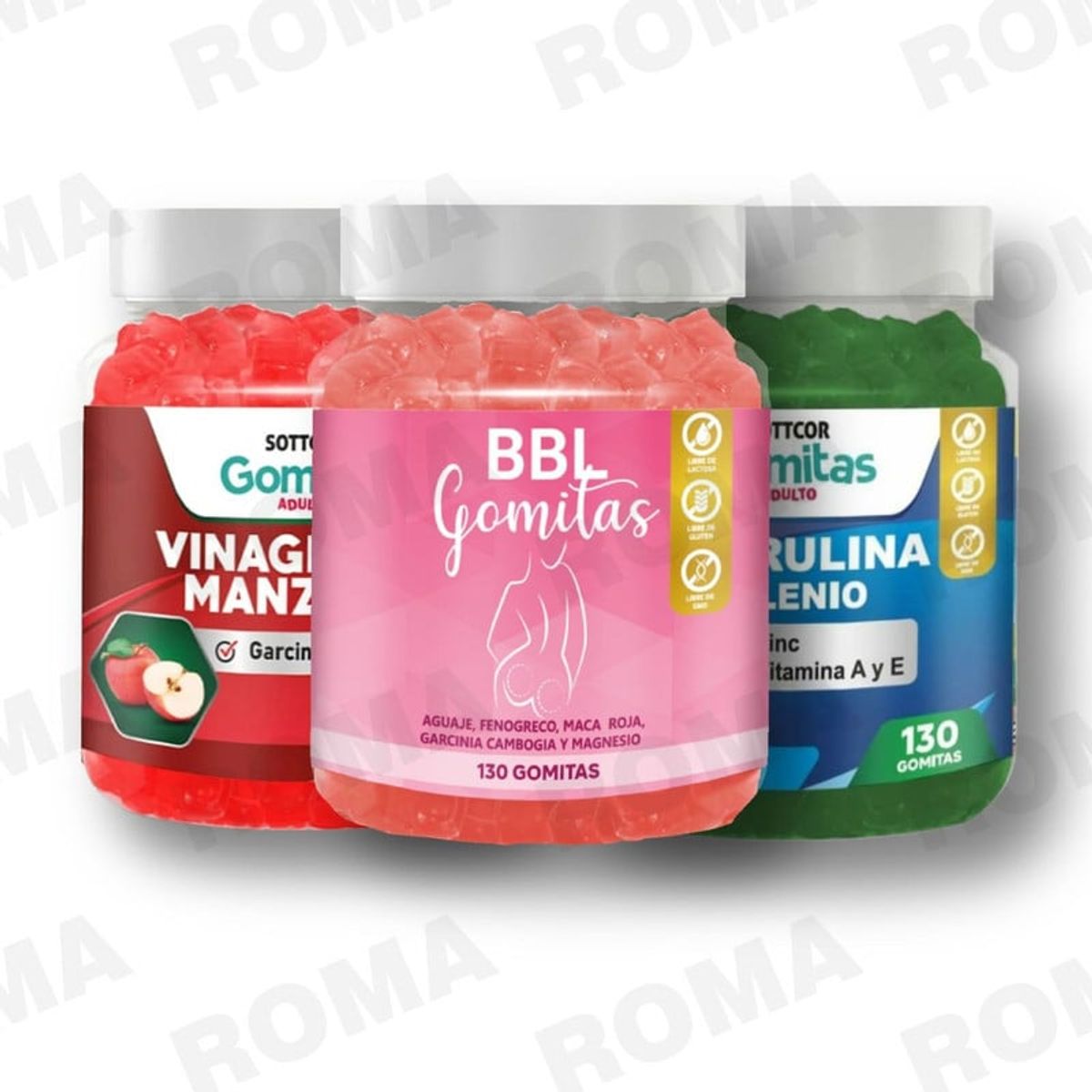 GENERICO - PACK GOMITAS BBL AGUAJE VINAGRE DE MANZANA Y ESPIRULINA SOTTCOR LABS