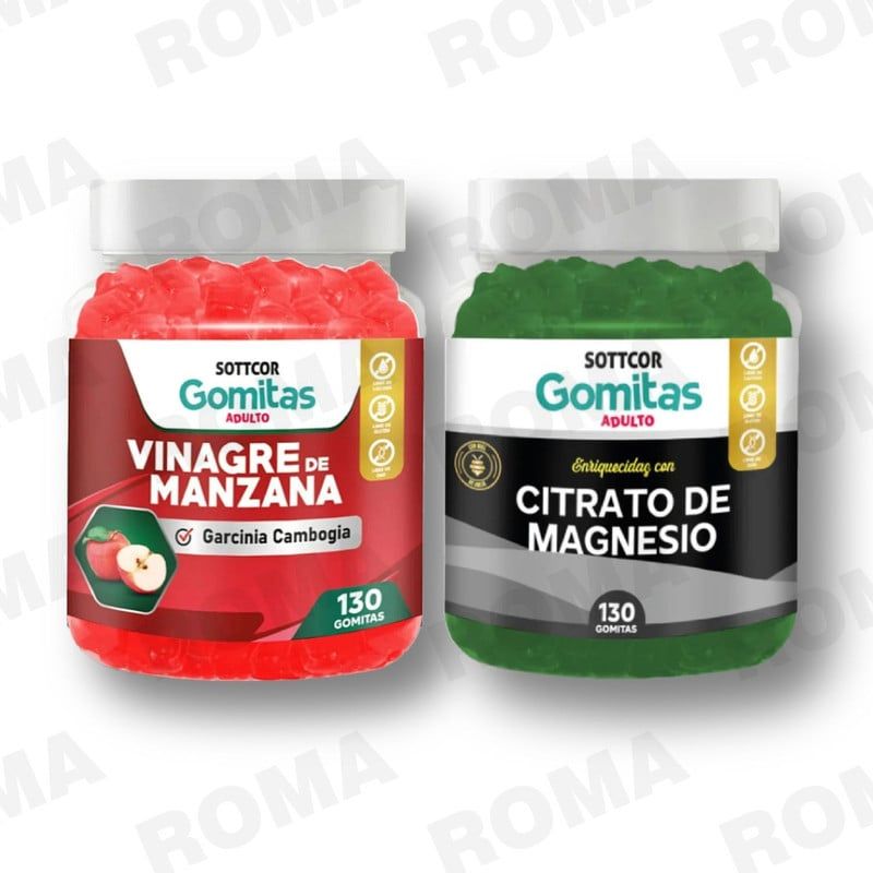 GENERICO - PACK GOMITAS VINAGRE DE MANZANA Y CITRATO DE MAGNESIO SOTTCOR LABS