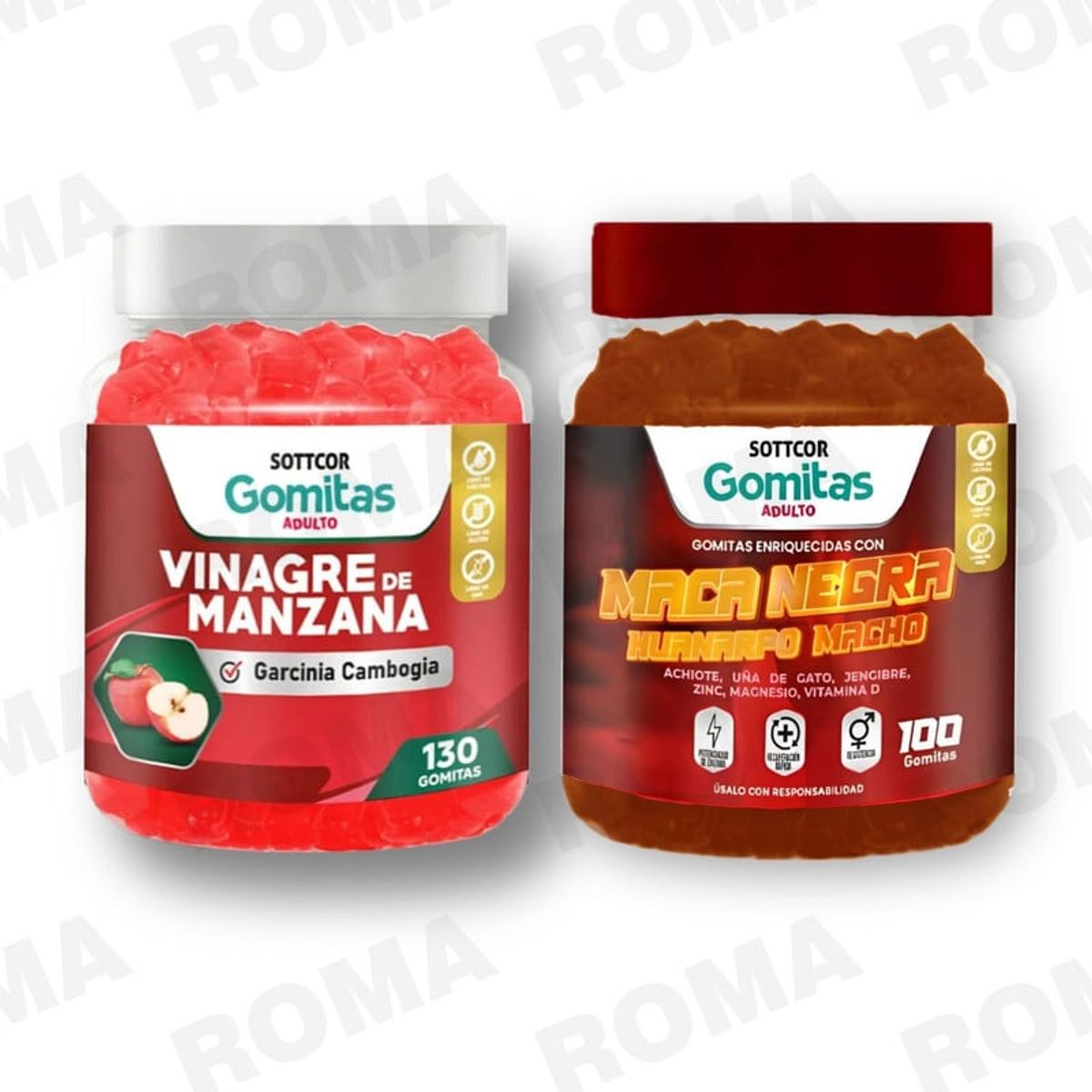 GENERICO - PACK GOMITAS DE VINAGRE DE MANZANA Y GOMITAS MACA NEGRA SOTTCOR LABS