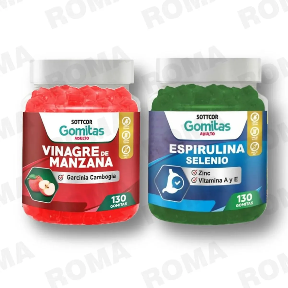 GENERICO - PACK GOMITAS VINAGRE DE MANZANA Y GOMITAS ESPIRULINA SOTTCOR LABS