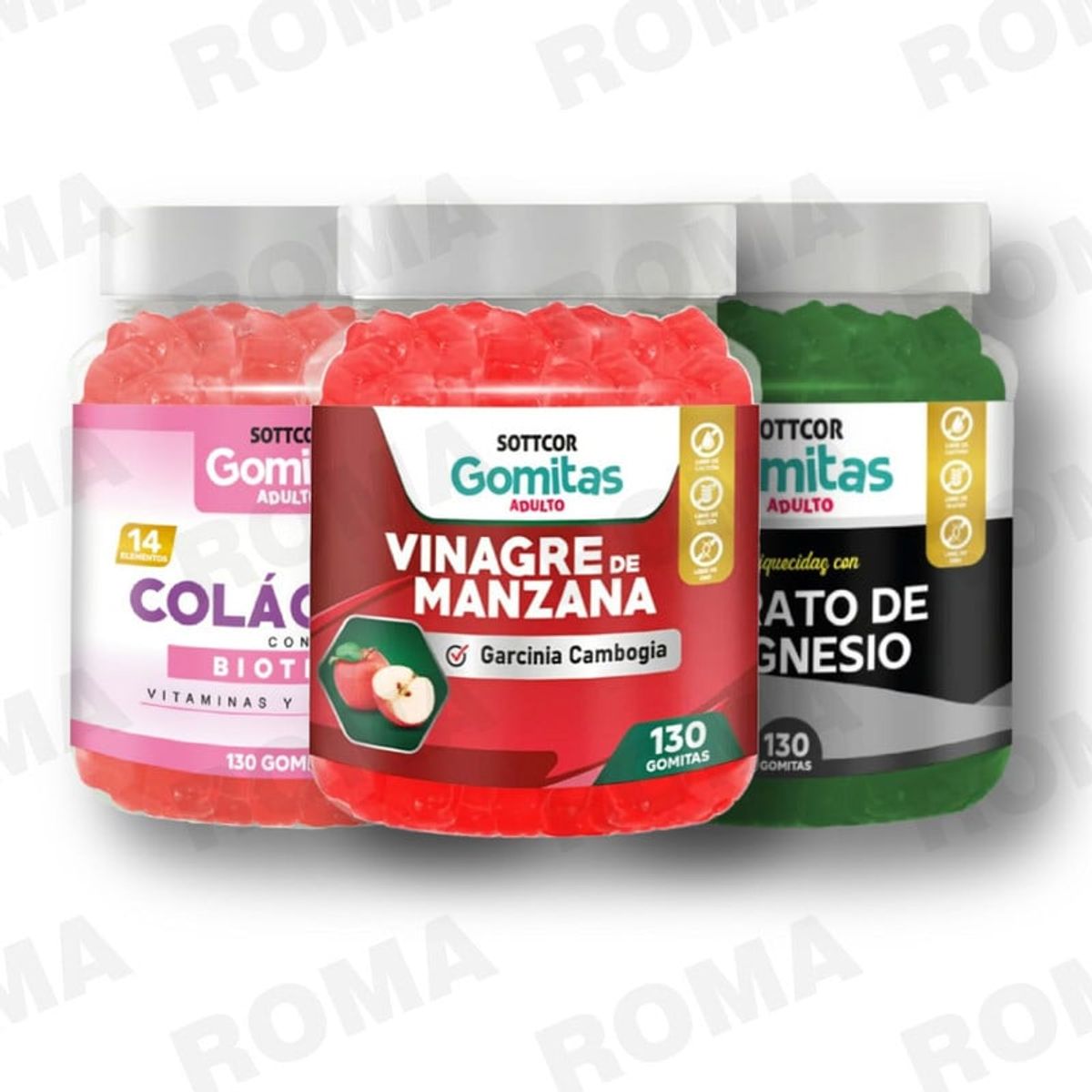 GENERICO - PACK GOMITAS VINAGRE DE MANZANA COLAGENO Y CITRATO SOTTCOR LABS