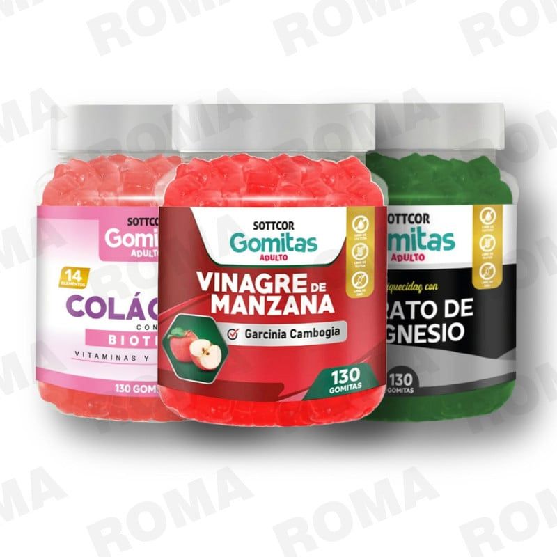 GENERICO - PACK GOMITAS VINAGRE DE MANZANA COLAGENO Y CITRATO SOTTCOR LABS