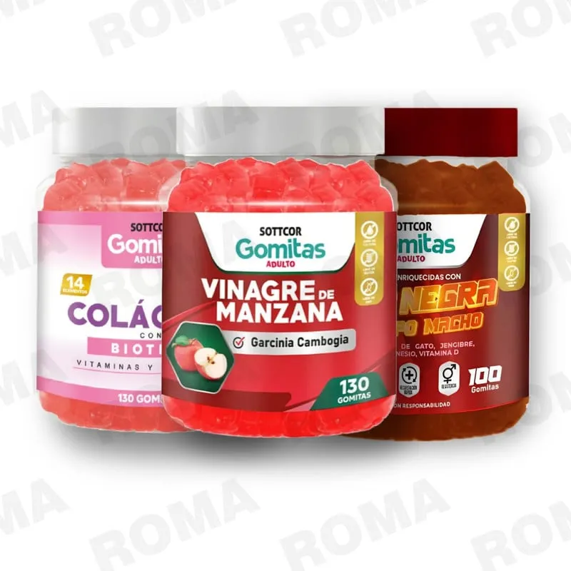 GENERICO - PACK GOMITAS VINAGRE DE MANZANA COLAGENO Y MACA NEGRA SOTTCOR LABS