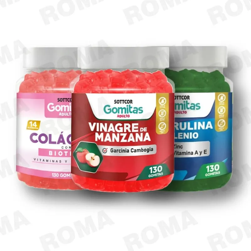 GENERICO - PACK GOMITAS VINAGRE DE MANZANA COLAGENO Y ESPIRULINA SOTTCOR LABS