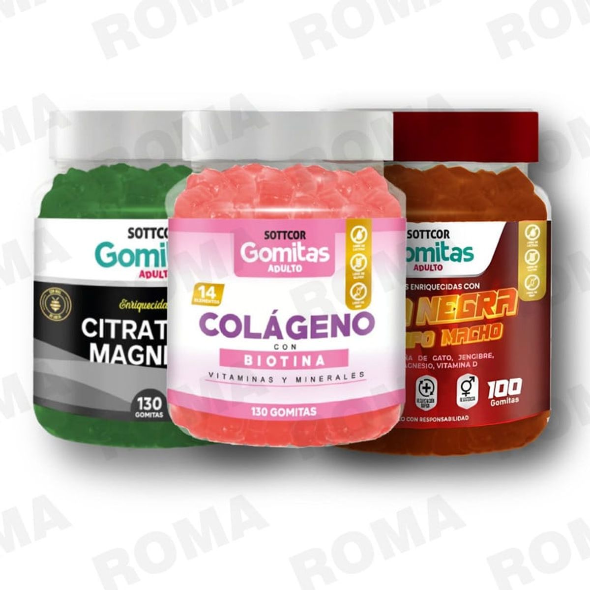 GENERICO - PACK GOMITAS COLAGENO CITRATO DE MAGNESIO Y MACA NEGRA SOTTCOR LABS