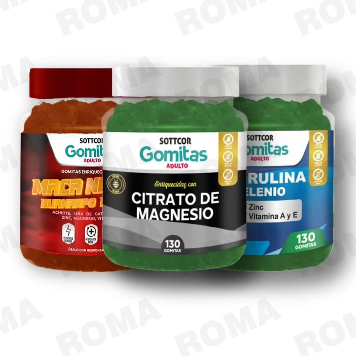 GENERICO - PACK GOMITAS CITRATO DE MAGNESIO MACA NEGRA Y ESPIRULINA SOTTCOR LABS