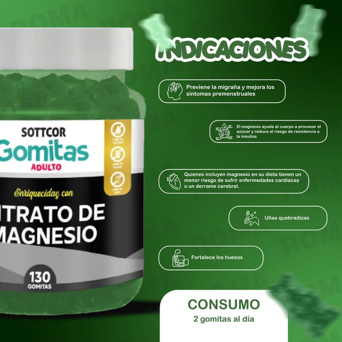 GENERICO - PACK GOMITAS CITRATO DE MAGNESIO MACA NEGRA Y ESPIRULINA SOTTCOR LABS