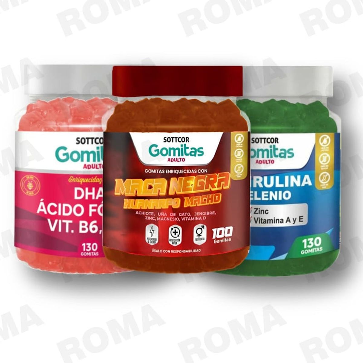 GENERICO - PACK GOMITAS MACA NEGRA GOMITAS DHA Y GOMITAS ESPIRULINA SOTTCOR LABS