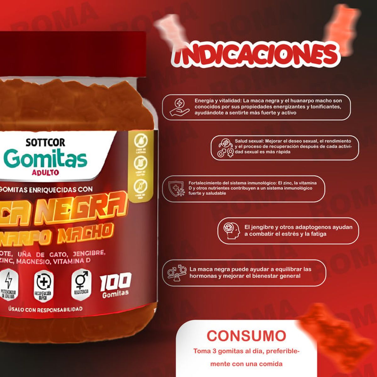 GENERICO - PACK GOMITAS MACA NEGRA GOMITAS DHA Y GOMITAS ESPIRULINA SOTTCOR LABS