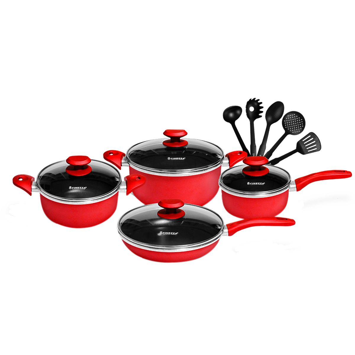 SET DE OLLAS ANTIADHERENTES DE 13 PZAS FZ-1658T ROJO, marca FINEZZA - Foto Principal