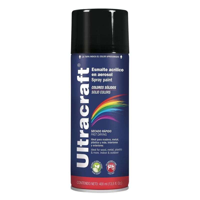 GENERICO - Pintura spray color NEGRO BRILLANTE ULTRACRAF