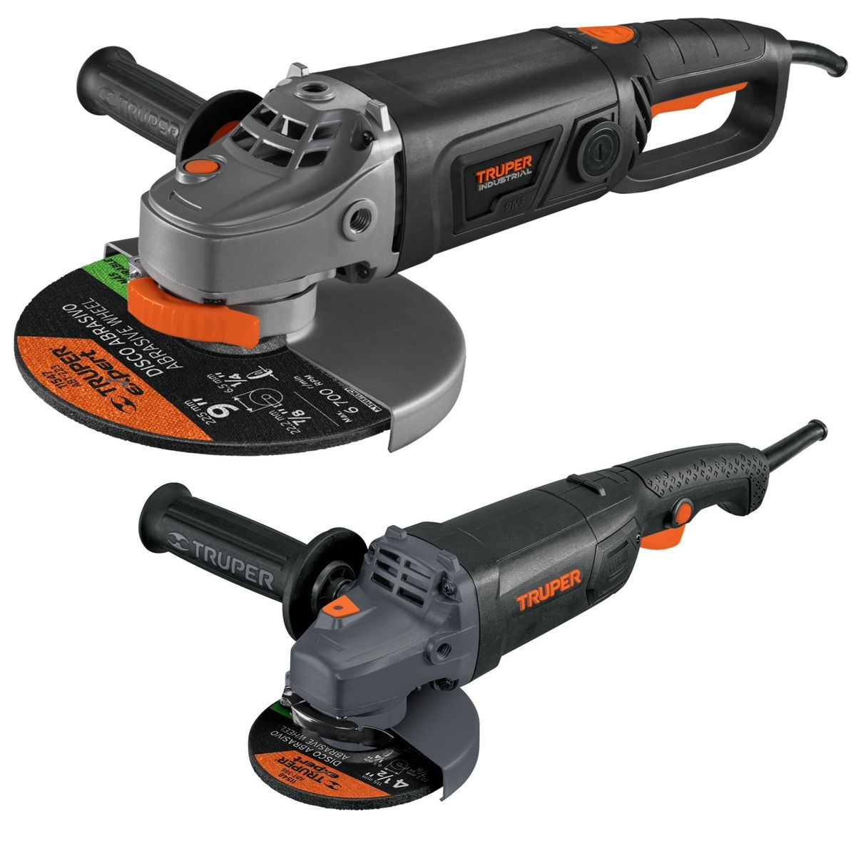 TRUPER - combo amoladora industrial 9" 2000 W, 4-1/2" 1250 W INDUSTRIAL TRUPER