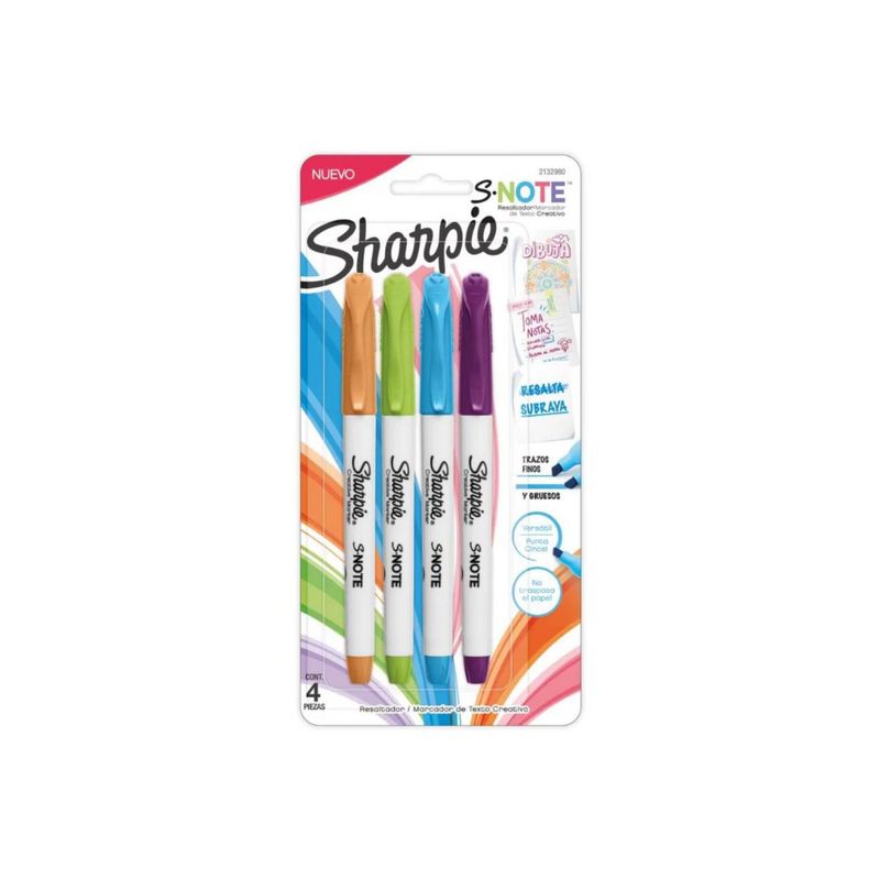 SHARPIE - Resaltador Sharpie Note x4 Colores Intensos 2132980