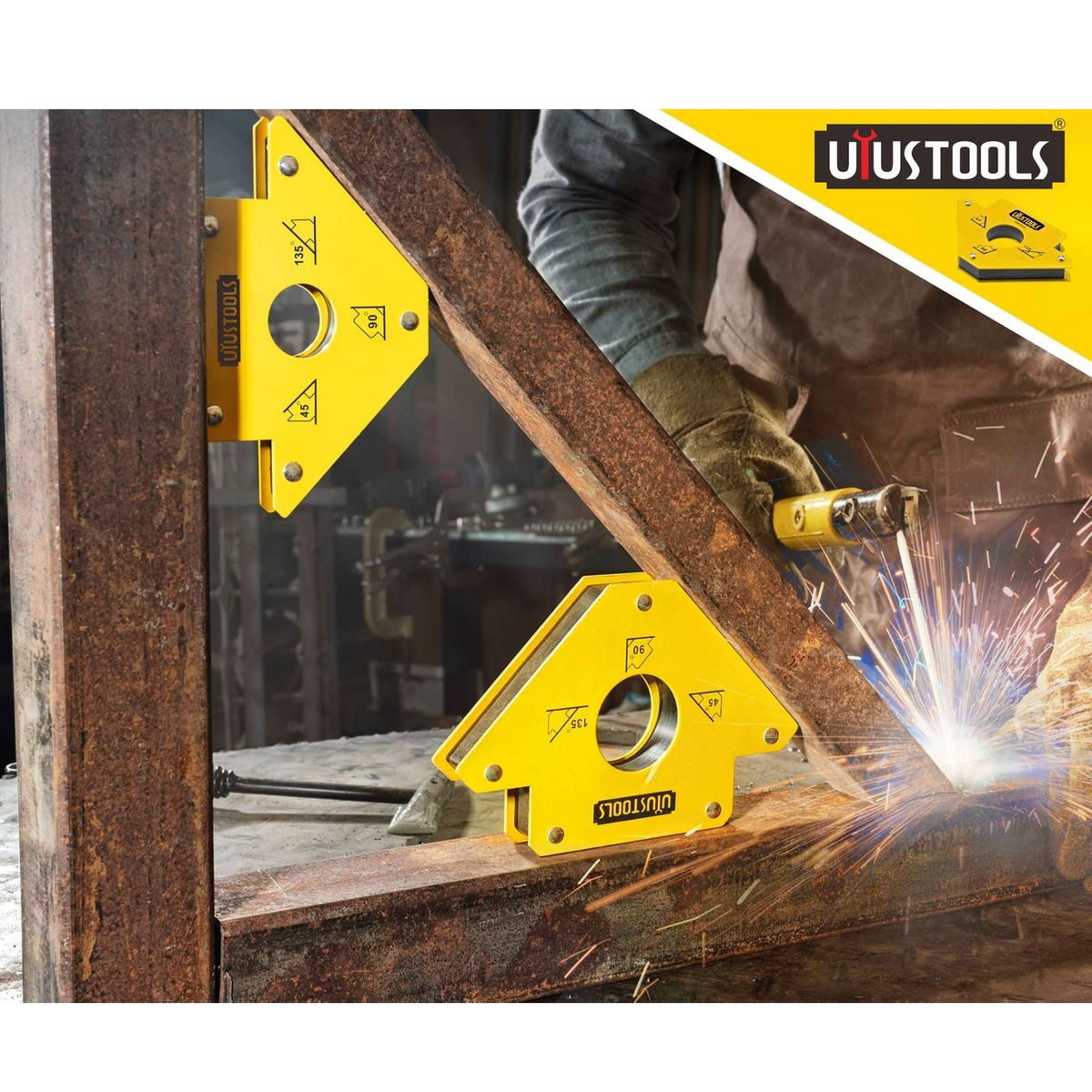 UYUSTOOLS - Escuadra magnética para soldar 25 Lb de 3 pulgadas