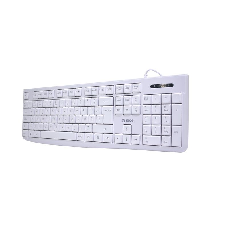 TEROS - Teclado estándar TE-4069S multimedia USB 2.0 español color blanco