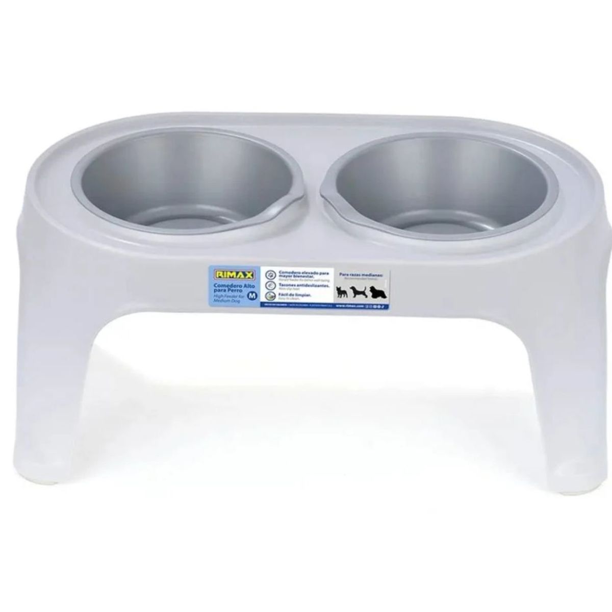 RIMAX - Comedero Alto PPerros Medianos Gris Hielo