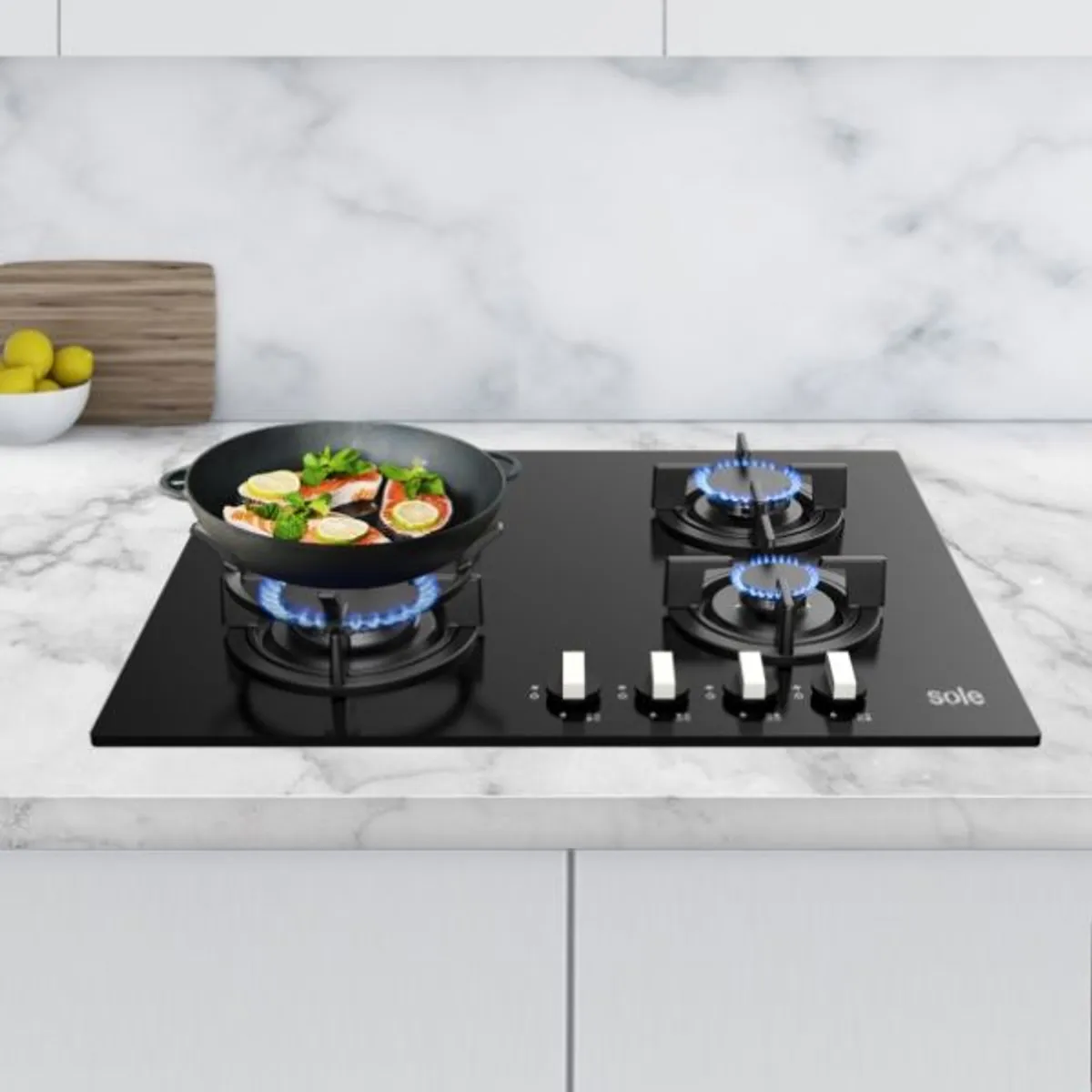 SOLE - Encimera Sole Vidrio Templado 60 Cm 4 Hornillas Solco049
