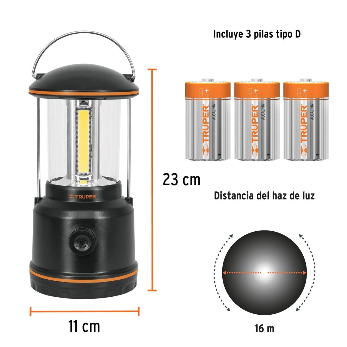 TRUPER - Linterna de camping lampara de campamento LED 550lm - Pack 4