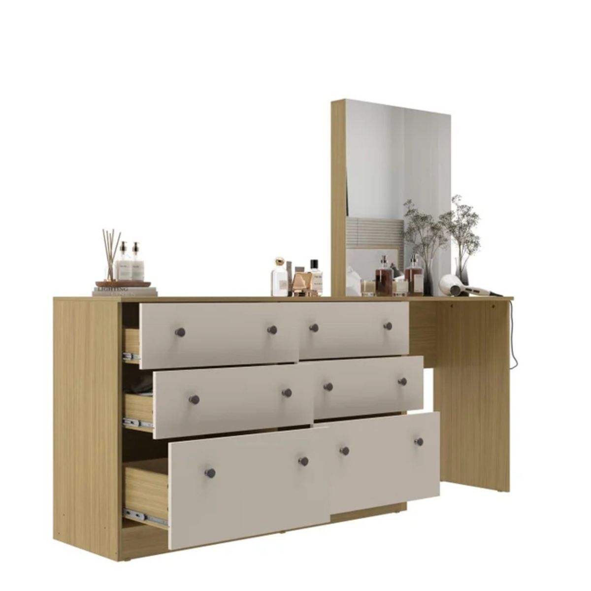 R&R MUEBLES - Cómoda Moderna Hifumi Blanco y Marrón R&R MUEBLES