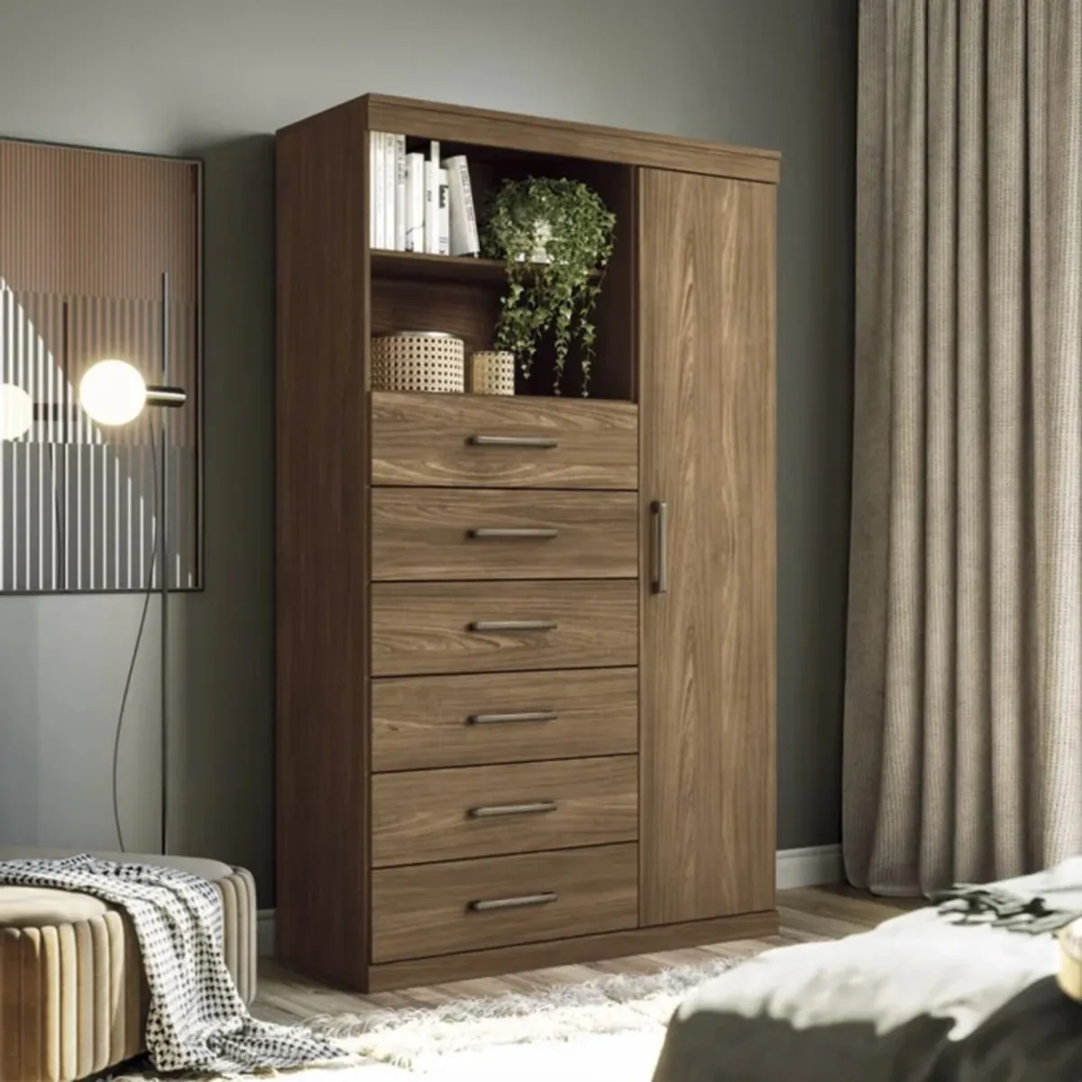 R&R MUEBLES - Cómoda Moderna Eira Marrón R&R MUEBLES