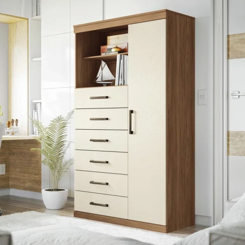 R&R MUEBLES - Cómoda Moderna Eira Marrón y Blanco R&R MUEBLES