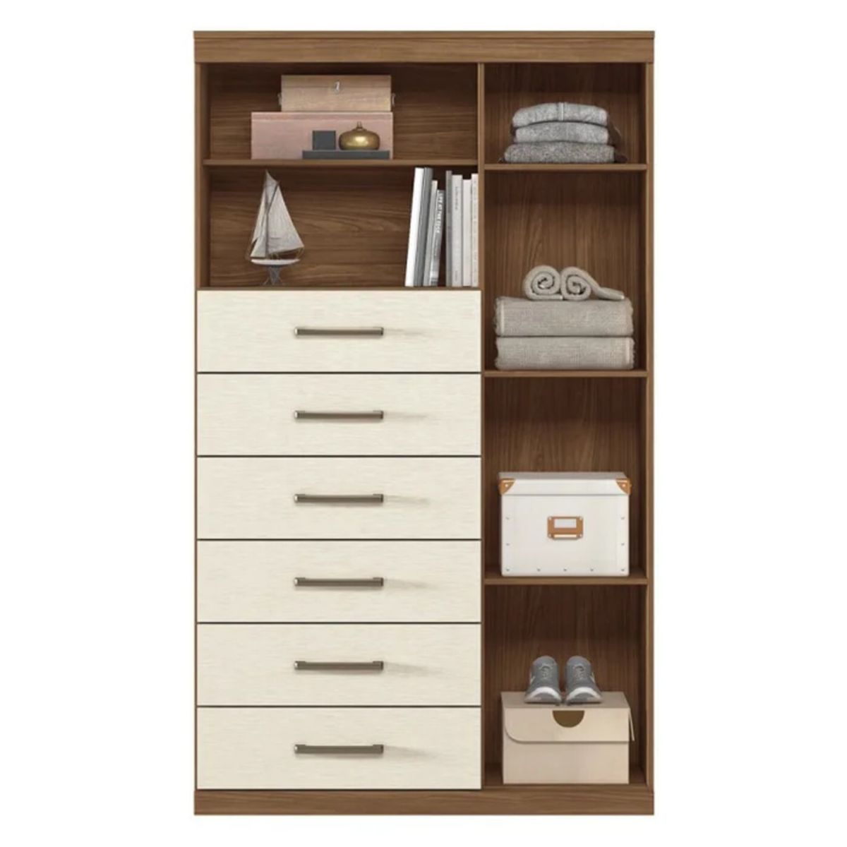 R&R MUEBLES - Cómoda Moderna Eira Marrón y Blanco R&R MUEBLES