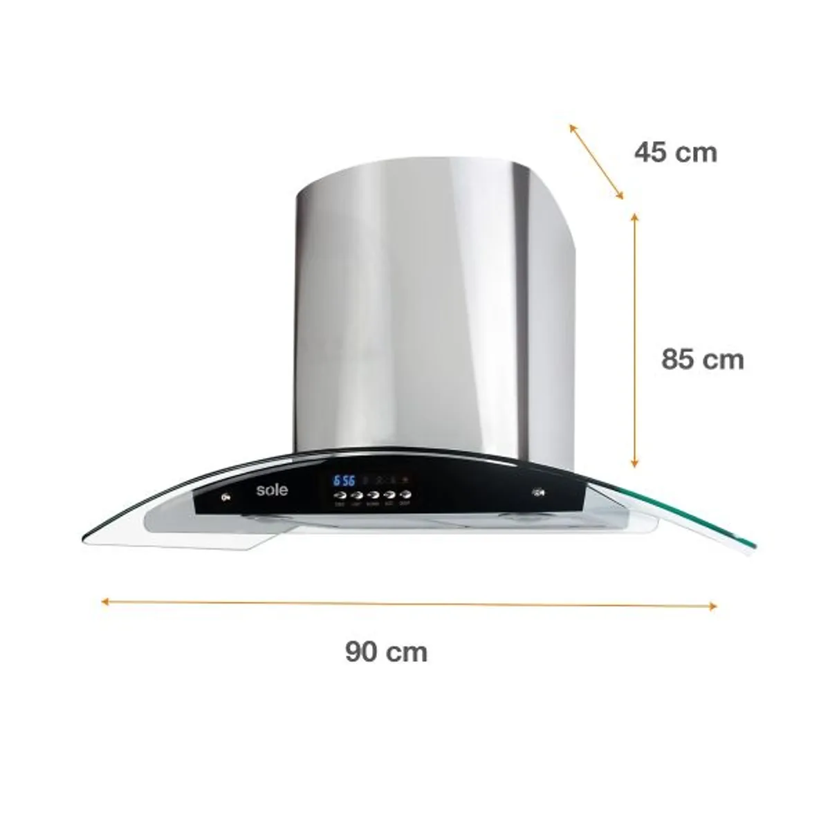 SOLE - Campana Extractora Sole Vidrio Acero 90 cm Venus Ture63co