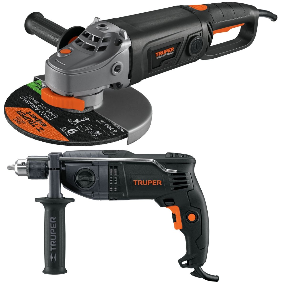 TRUPER - combo amoladora industrial 9 2000W Rotomartillo 900W INDUSTRIA TRUPER