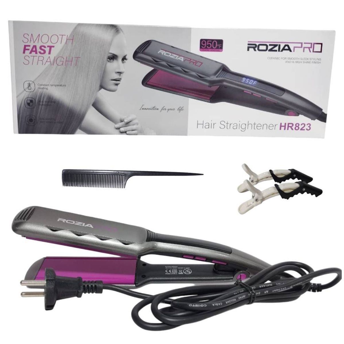 GENERICO - Plancha Rozia Profesional Ceramica Profesional Para el Cabello