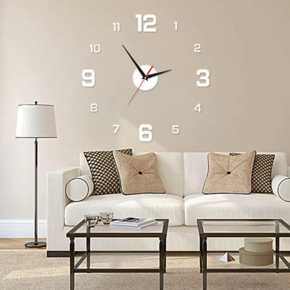 GENERICO - Reloj 3D Grande con Relieve Decorativo Moderno - Sala Hogar Oficina M2