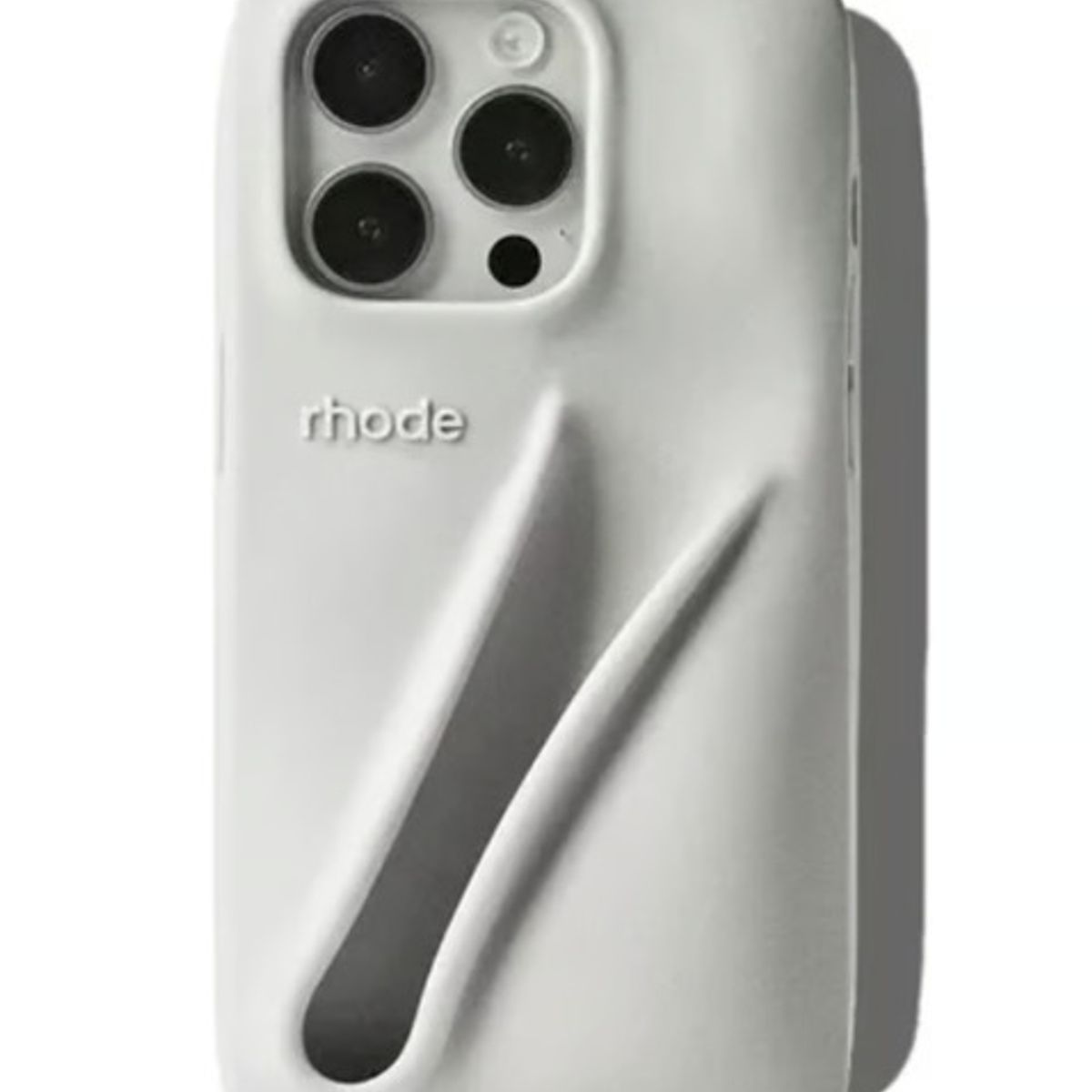 RHODE - Funda de silicona Gris para brillo de labios en iPhone 16 Pro Max