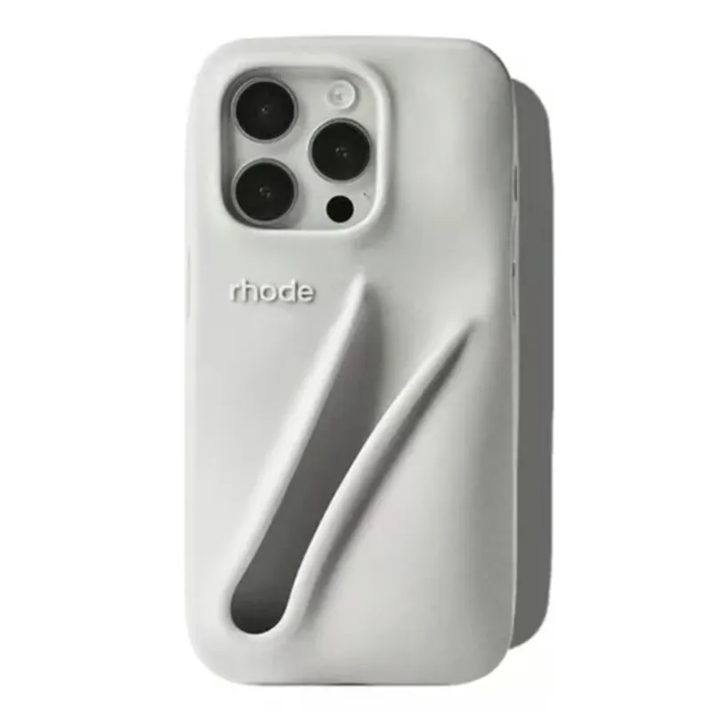 RHODE - Funda de silicona Gris para brillo de labios en iPhone 16 Pro Max