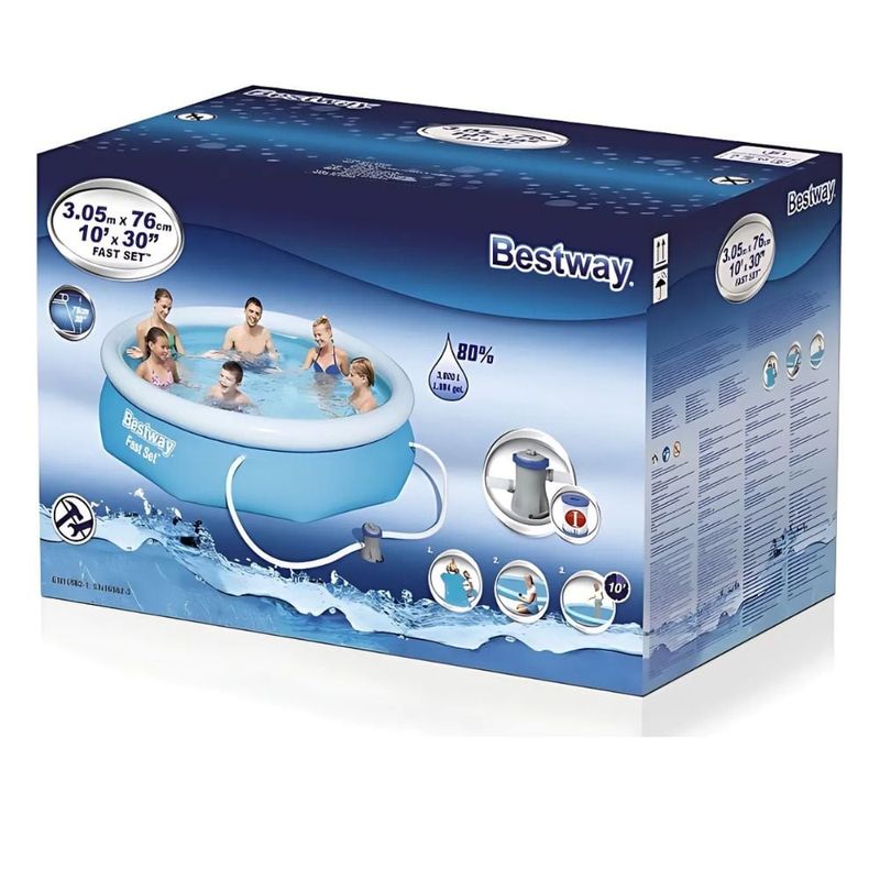 GENERICO - Piscina Inflable 3800 litro FAST SET 3.66M X 76CM - Bestway