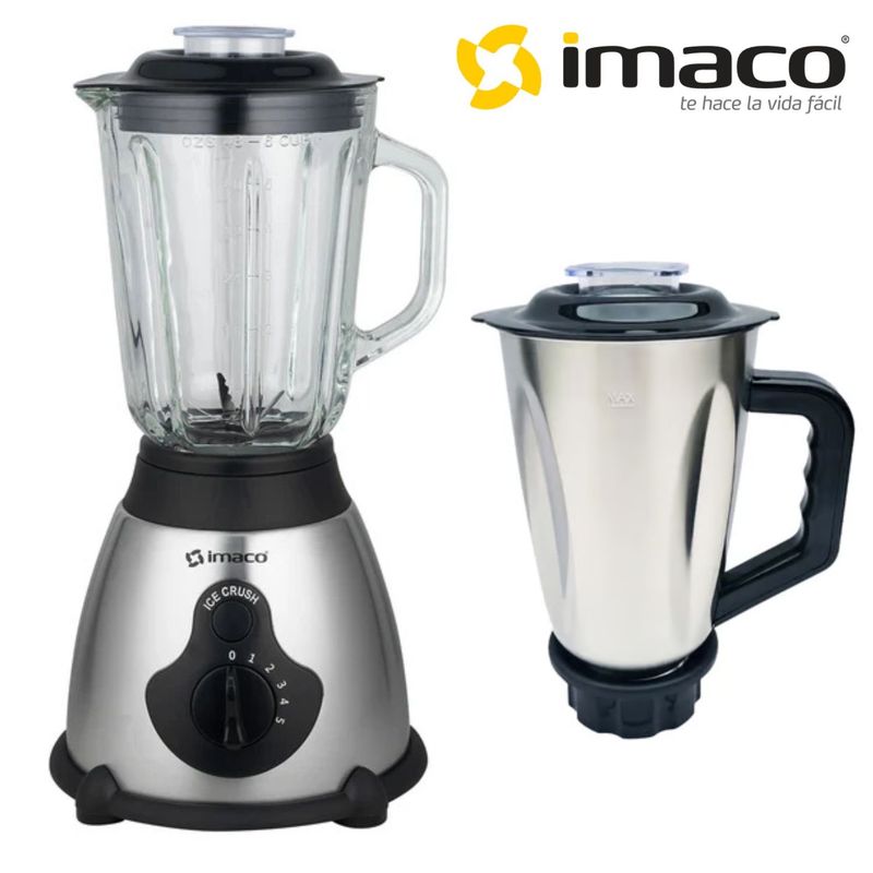 IMACO - Combo Licuadora 1.5 L Acero Inox BLS503 + Jarra coctelera Imaco