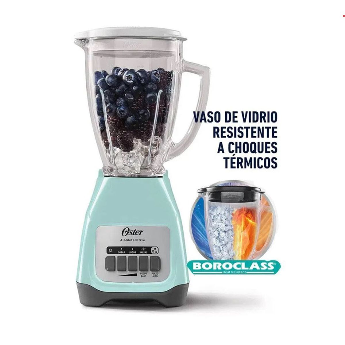 OSTER - Licuadora de 2 Velocidades + Pulsador Celeste Oster BLSTKAG VPB