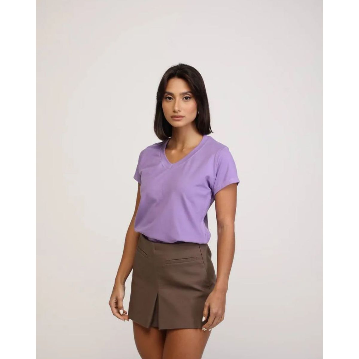 GENERICO - Polo Básico Cuello V de Algodón para Mujer