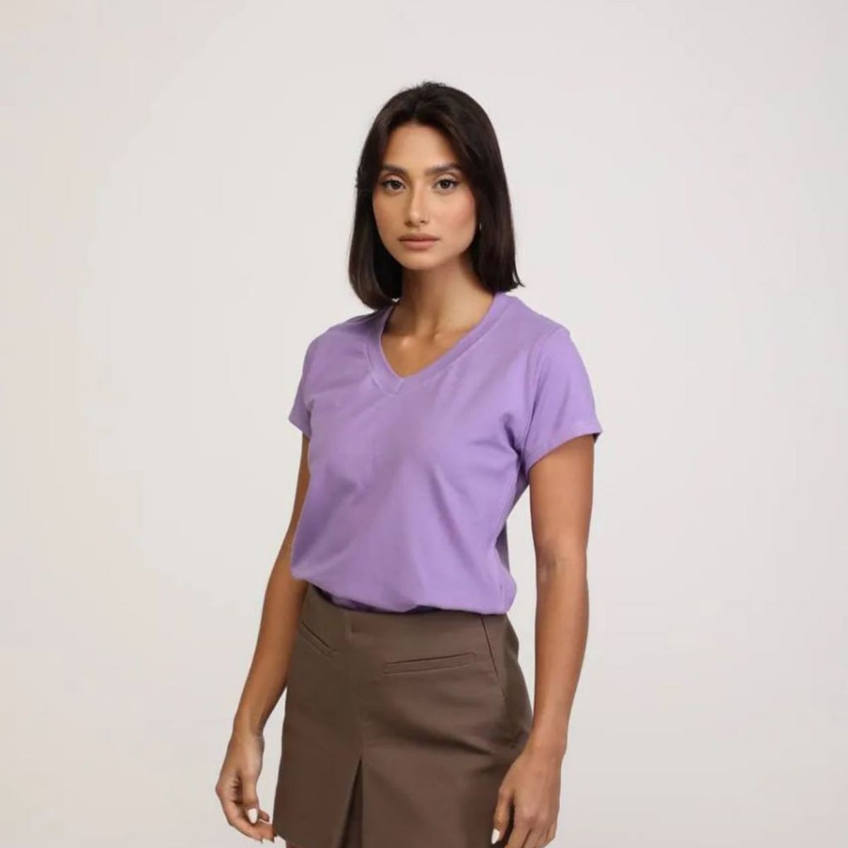 GENERICO - Polo Básico Cuello V de Algodón para Mujer