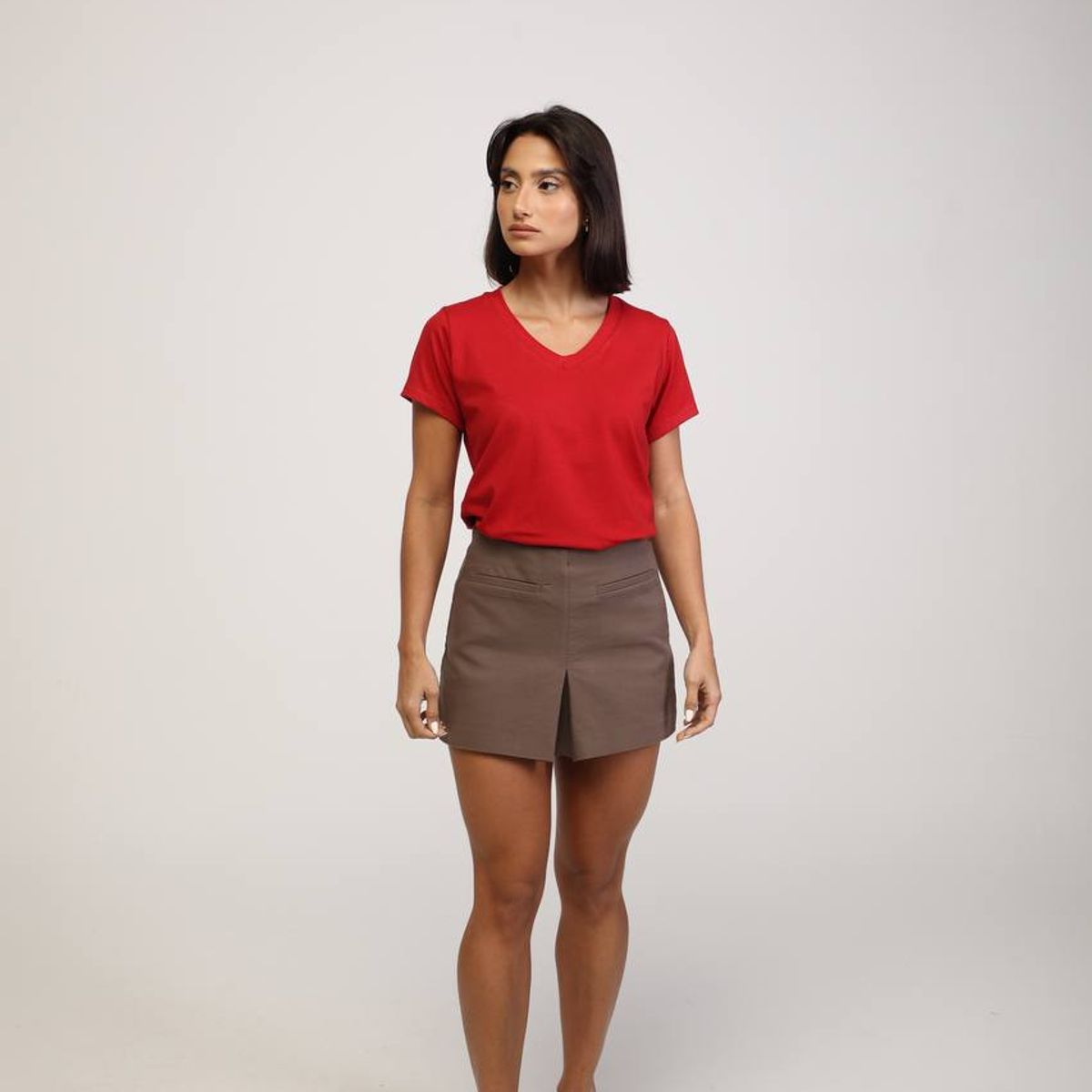GENERICO - Polo Básico Cuello V de Algodón para Mujer
