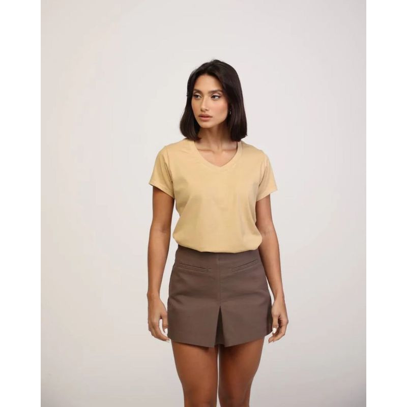 GENERICO - Polo Básico Cuello V de Algodón para Mujer