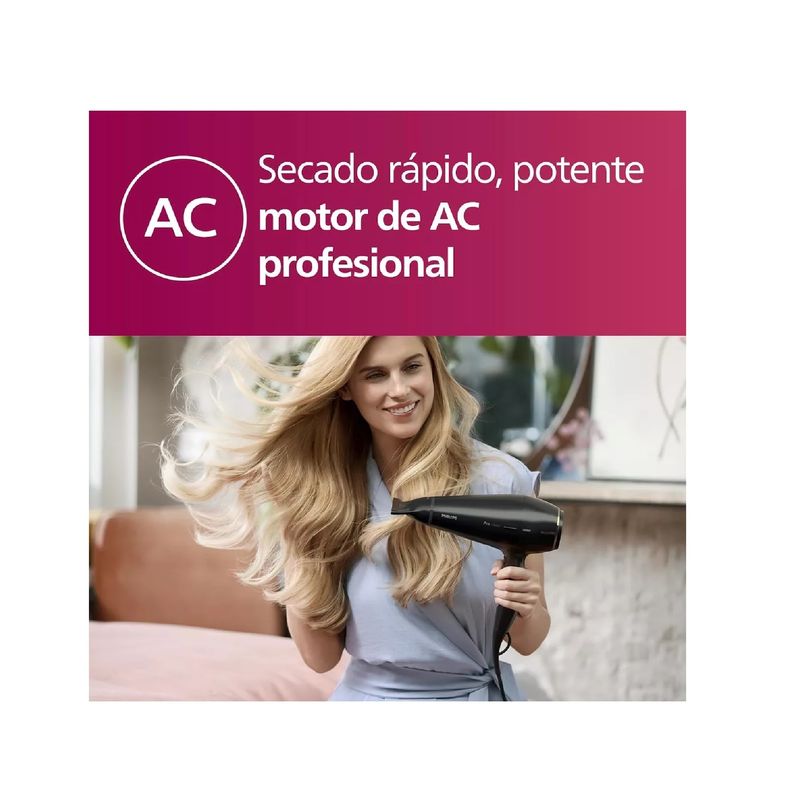 Secadora De Cabello Philips Pro 2300w Motoc Ac Velocidades